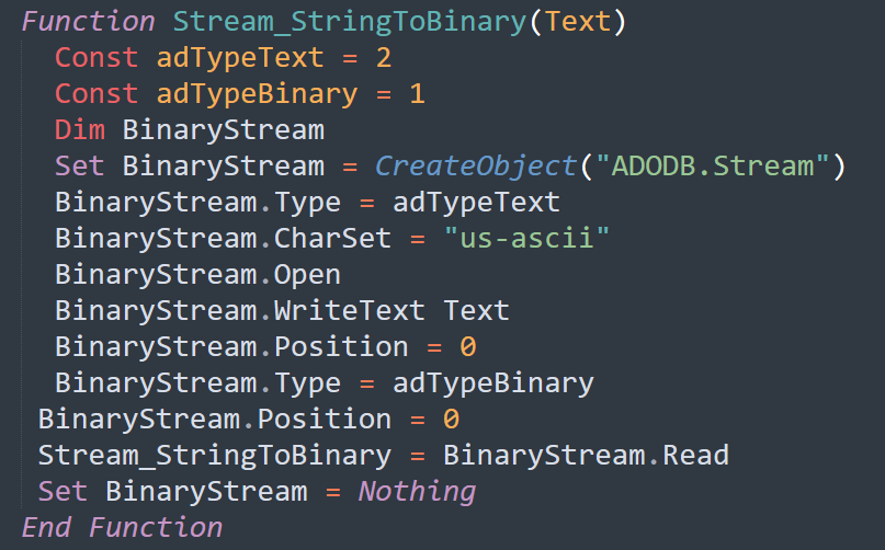 تابع Stream_StringToBinary - تبدیل BitLocker به باج افزار - ShrinkLocker