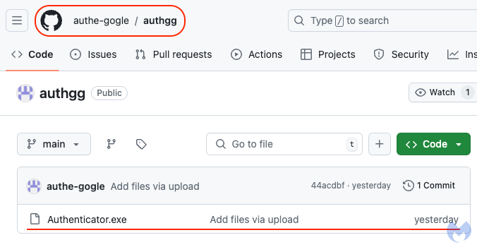 Authenticator.exe میزبانی شده در گیت هاب